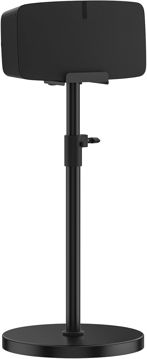 Soporte de Altavoz de Altura Ajustable: Soporte de Suelo para orientación Vertical y Horizontal,Compatible con Sonos Play:5 (2.ª generación) Sonos Five con gestión de Cables, Negro.