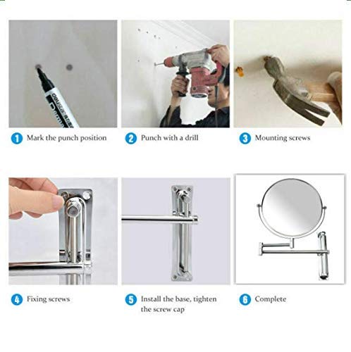 Lansi Wall Mounted Makeup Mirror, 1X/10X Magnifying Makeup Mirror 8" Height Adjustable Bathroom Mirror, 360° Swivel Vanity Mirror Flexible Wall Mirror For Bathroom Bedroom (Silver) #TOP6