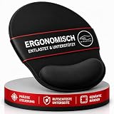 wortek Mauspad mit Gelkissen aus Memoryschaum – 23x26cm - Mousepad mit Handauflage Mouse Pad - Ergonomisches Mauspad mit Handauflage - Handballenauflage Maus Pad für schonende Haltung - Schwarz