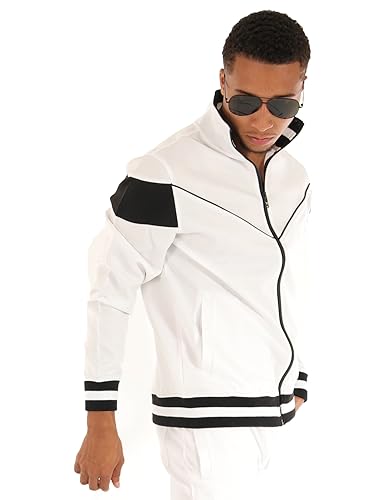 Image of SCREENSHOT Mens Urban Hip Hop Premium Track Jacket - Slim Fit Side Taping Sportswear Urbanwear Streetwear Top