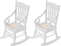 Vista 1 de TOYANDONA 2 sillas de madera para casa de muñecas, modelo de casa de muñecas de Navidad 1:12, mini casa de muñecas mecedora de madera para casa