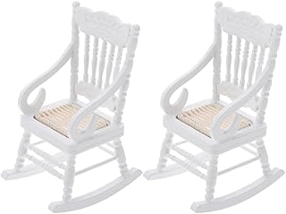 TOYANDONA 2 Pieces Doll House Wooden Chairs, 1:12 Christmas Dollhouse Model Chairs Mini Dollhouse Wooden Rocking Chairs for Dollhouse Accessories Furniture Decoration