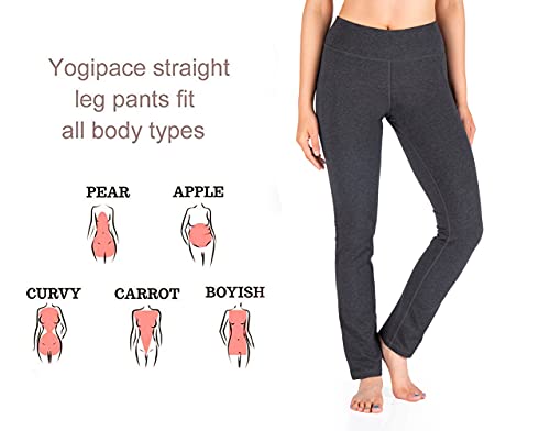 Yogipace 27"/29"/31"/33"/35"/37", Petite/Regular/Tall Women's Straight Leg Yoga Pants Workout Pants Slim Fit, 31", Charcoal, Size M #TOP5