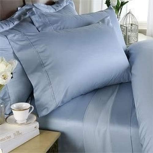 Elegance Linen 1200 Thread Count Luxury Egyptian Quality 3pc Duvet Cover Set, Solid, King/Cal-King, Light Blue/Aqua