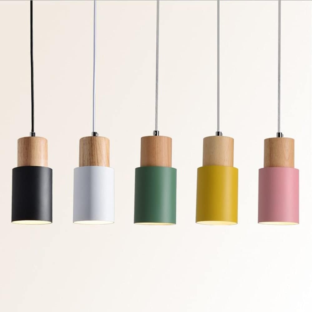 Lampe Suspendue À Tube Long, Lampe Suspendue Cylindrique En Bois Avec Abat-Jour En Métal, Luminaire E27, Mini Lampes À Suspension De Chevet, Lustre De Restaurant, Lampes Suspendues Simples Et/