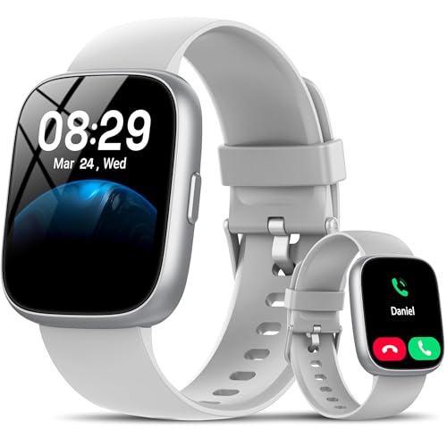 Smart Watch with Alexa Built-in, 1.83" HD Touchscreen Fitness Tracker with Bluetooth Calling, Fitness Watch with Heart Rate/Sleep Monitor/120+ Sports, IP68 Waterproof Smartwatch for Android iOS, Gray