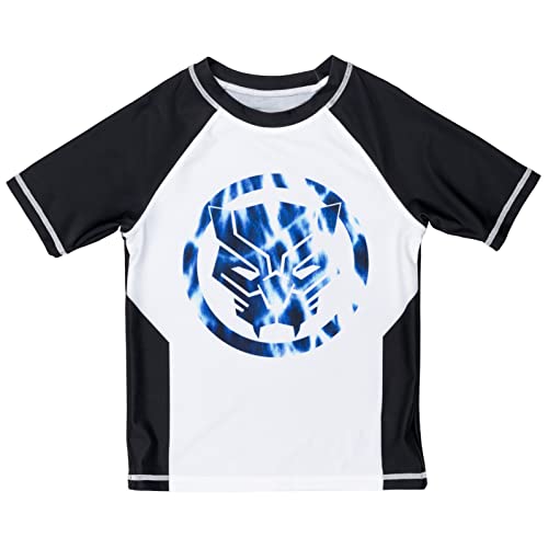Marvel Avengers Black Panther Little Boys Rash Guard And Swim Trunks Outfit Set Blue/White 4 #TOP3