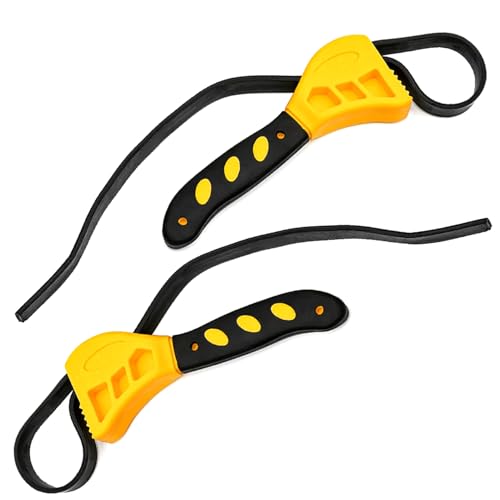 Kaquxibix 2-Piece Adjustable Rubber Strap Wrench Set for Plumbing, Automotive, and Home Repairs – Non-Slip Grip, Heavy Duty Design