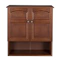 Elegant Home Fashions Martha Wall Mounted Cabinet Bathroom Kitchen Over Toilet Storage Space Saver with 2 Doors 1 Adjustable Inner Shelf 1 Open Shelf, Mahogany