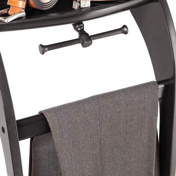 StorageMaid Clothes Valet Stand with Mirror – Beautiful Hardwood Wardrobe Valet Stand for Clothes with Trouser Bar, Jacket Hanger, Tray Organizer, Tie & Belt Hook and Shoe Rack (Espresso)