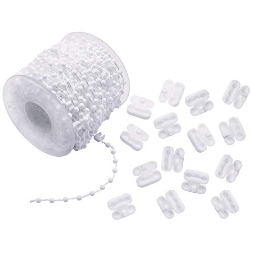 SelfTek 20 Metros Cadena Inferior ciega Vertical con Conectores de Cadena plásticos de 15 Piezas para Listones de 89 mm