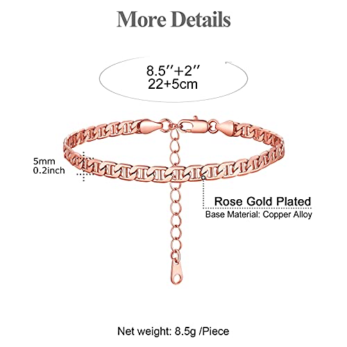 Image of FOCALOOK 14K Gold Plated Anklets for Women Waterproof Plus Size Ankle Bracelet 8.5-10.5 Inch Adjustable Mariner /Figaro /Flat Snake /Cuban Link Chain Anklet Jewelry for Summer Beach Holiday