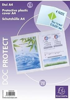 Exacompta 388605E 50er Pack Dokumentenschutzhüllen für 2x DIN A4 aus Kunststoff 300µ praktisch und stabil Aktenhülle Prospekthülle glasklar