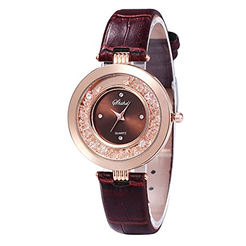 SANWOOD Reloj de pulsera con esfera de arena movediza para mujer, color marrón Cover