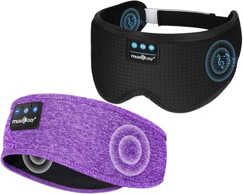 MUSICOZY Sleep Headphones Bluetooth Headband Sleeping Headphones Eye Mask, Wireless Music Sleep Earbuds Earphones for Side Sleepers Men Women Travel Cool Tech Gadgets Unique Gifts, Pack of 2
