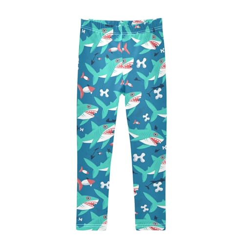 Sharks Bones Girls' Leggings Toddler Doodles Cartoon Kids Yoga Pants Dance Active Tights 4T