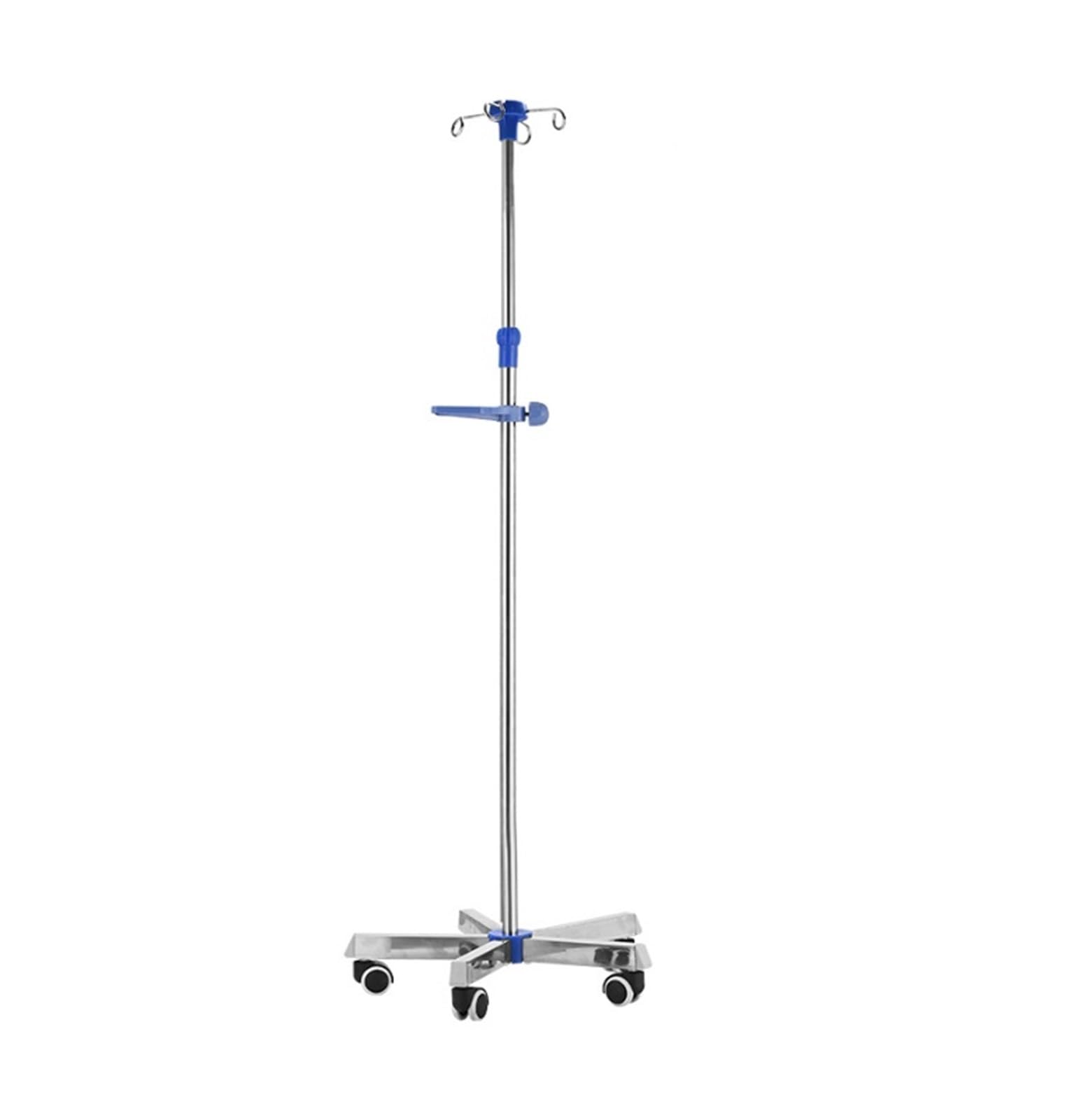 Poteau médical à perfusion avec roues et 4 crochets stable