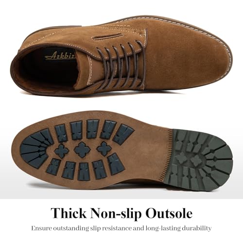 Image of Arkbird Mens Chukka Dress Boots Genuine Leather Suede Classic Fashion Casual Ankle Lace-up Dress Boots for Men
