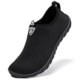 Racqua Wasserschuhe Barfußschuhe Damen Atmungsaktives Surfen Paddeln Strandschuhe Herren Abriebfest Wassersport Unisex Badeschuhe Schwarz EU38