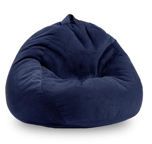 Image of 4FT Memory Foam Bean Bag Chairs for Adults Women Men Teen Sofa Comfoy Chair Large Beans Bags Sofa Navy Blue 4FT