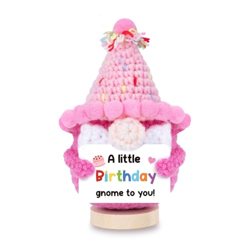 Marhpveua Happy Birthday Gnomes Cute Birthday Crochet Gnome Decorations Gifts Happy Birthday Gnome Decorations for Table Centerpieces Party Favor Gifts Tiered Tray Decor