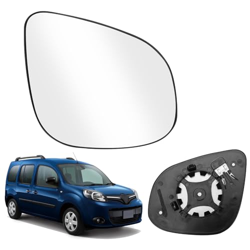 Verre de Rétroviseur Remplacement pour Renault Kangoo II 2013-2021, Rétroviseur Extérieur Chauffant Hyperbolique Verre de Rétroviseur Sphérique Gauche ou...