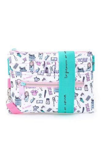 TCAE Bolsa Riñonera Fanny Bag, Estuche Daypack con Cremallera, Bolsillo Grande y Frontal, Unisex, Enfermera en apuros para Móvil, Libreta, Bolígrafos y Más - Accesorios de Moda