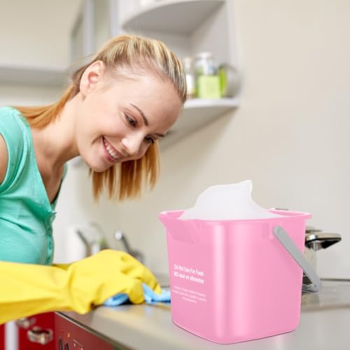Image of Yaomiao 4 Pcs Cleaning Bucket 3 Qt Sanitizing Bucket,Pink | Restaurant Small Square Detergent Pail with Measurements Spout and Handle, for Home, Kitchen, Office, Commercial Use