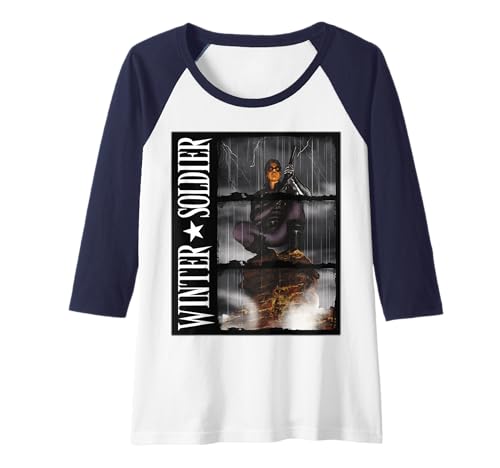 T-shirt Winter Soldier Marvel style raglan bicolore pour fan de comics et pop culture