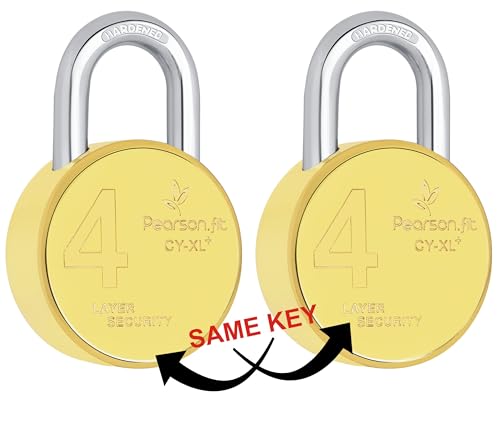 Image of 2 Lock 4 Same Keys XL+ 67mm 4 Layer Brass Finish Padlock for Home Shop Godown Bank (2 Lock 4 Same Keys) Model No- XL+67-Brass-2+4