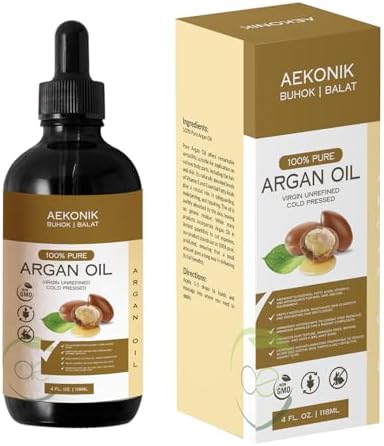 AEKONIK Organic Argan Oil - 100% Pure Moroccan Argan Oil for Hair, Face & Skin Care - Multi-Purpose Oil for Men and Women - All Natural Body Oil for Radiant Hair & Glowing Skin | 4fl oz (118 ml)