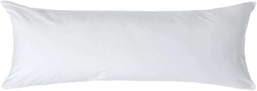 HOMESCAPES White Pure Egyptian Cotton Body Pillowcase 200 TC 400 Thread Count Percale Equivalent Long Pillow Case for Nursing Pregnancy and Elderly Support