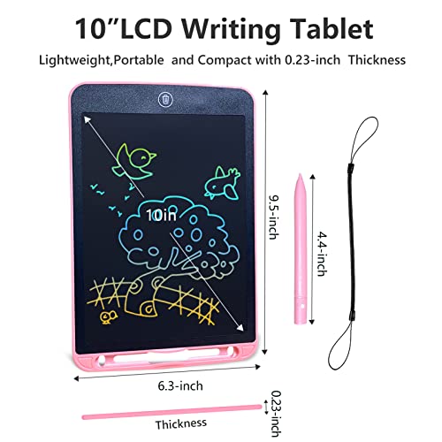 Sanmay Toys For 3-7 Years Old Girls Boys,Lcd Writing Tablet 10Inch Drawing Pad,Electronic Color Screen Doodle Learning Board For Preschool Kids,Birthday Gifts For 3 4 5 6 7 Years Toddlers,Pink #TOP5