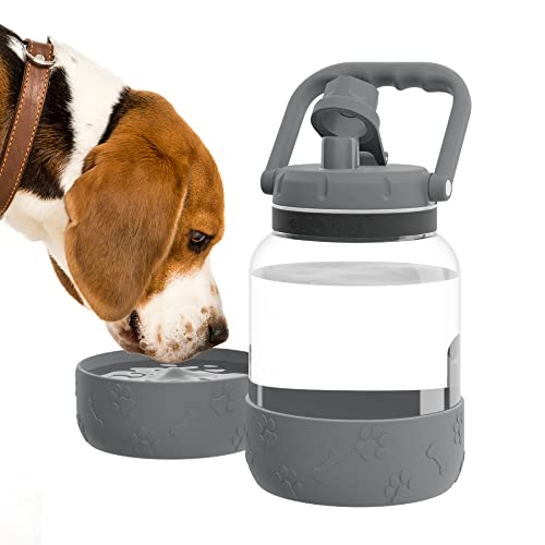 Asobu - The Barkley Dog Bowl – Borraccia in Tritan | a prova di perdite da 1 litro con ciotola per cani grigio | Ideale per escursioni, sport, fitness e passeggiate