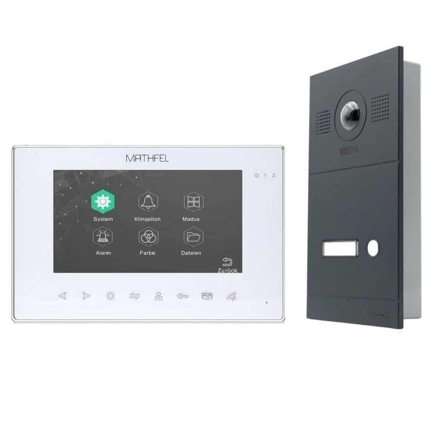 Mathfel Video Türsprechanlage mit 7'' Monitor, 2 Draht Türklingel mit Kamera und Türöffner für 1-Familienhaus - Video Gegensprechanlage, Sprechanlage mit Kamera, Videotürklingel