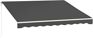 Outsunny 12' x 10' Electric Awning, Retractable Awning, UV Protection Su...