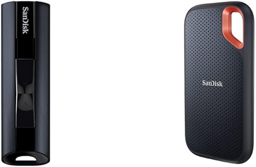 SanDisk Unidad flash de estado sólido Extreme PRO USB 3.2 de 256 GB - SDCZ880-256G-GAM46 y SSD portátil extremo de 1 TB - Hasta 1050 MBs - USB-C,