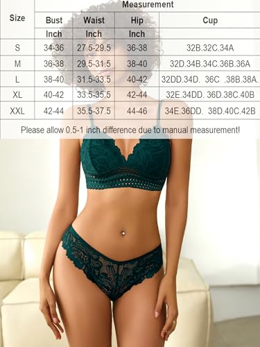 Image of Avidlove Lingerie Set for Women Sexy Lace Bra and Panty Sets 2 Piece Lace Bralette Set