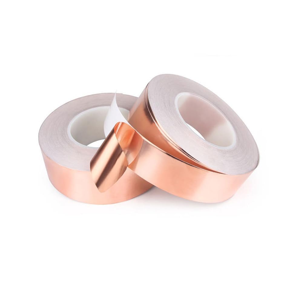 SUYA 4 Sizes Copper Foil Tape(2pcs,20mm),Single-Sided Conductive Copper Tape with Adhesive for EMI Shielding,Slug Repellent,Paper Circuits,Electrical Repairs,Grounding(5mm,10mm,20mm,30mm) X 20m (20mm)