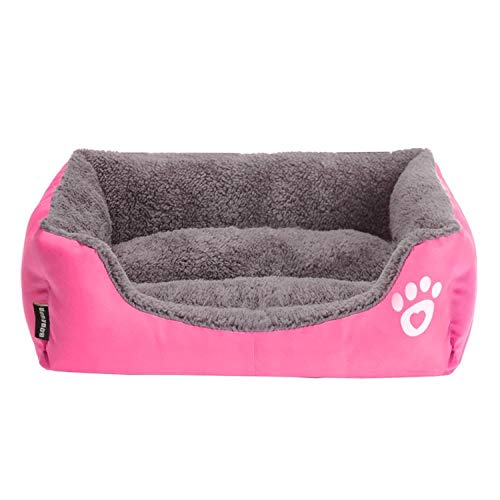 Lit pour chat et petit chien rose de 58x45 cm avec coussin lavable