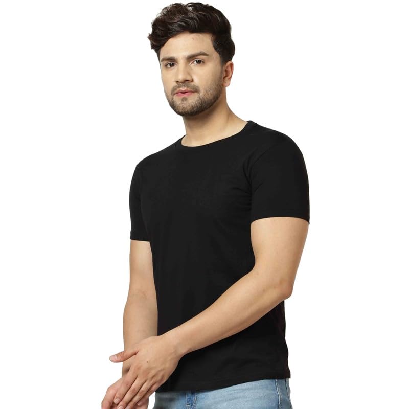 Image of London Hills Solid Cotton Blend Half Sleeve Regular Men Round Neck Tshirts | T Shirt For Man | Tshirt | Shirts Men | Tshirt For Man | T-shirt | T-shirts | Stylish | Gym Wear For Workout | MultiColored