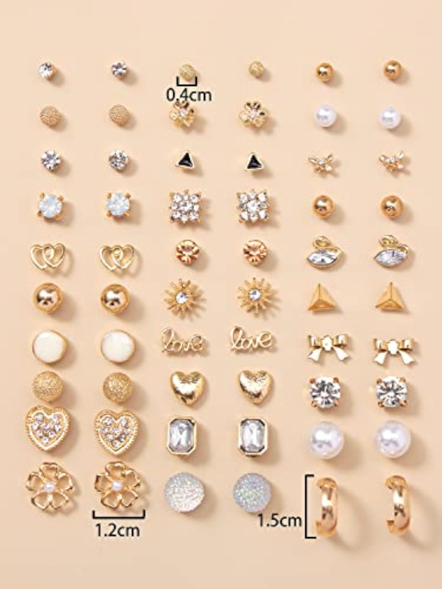 30 Pairs Crystal Pearl Earrings Combo Set for Women