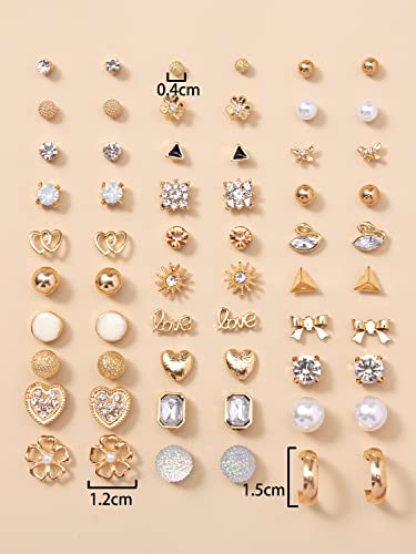 Image of Shining Diva Fashion 30 Pairs Combo Set Stylish Crystal Pearl Earrings for Women and Girls