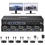 8K Dual Monitor Displayport KVM Switch 2 Monitors 4 Computers 4 Port USB 3.0 DP 1.4 KVM Switcher 8K@30Hz/4K@144Hz 4 in 2 Out Keyboard Mouse Switches