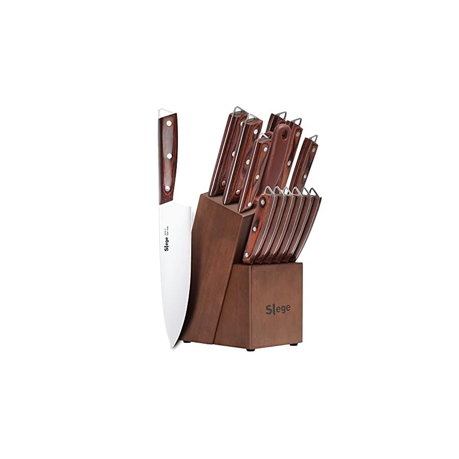 Knife Set,15-Piece Kitchen Knife Set with Block Wooden, Knife Block Set with High carbon stainless steel, Professional Chef Knife Set for Kitchen
