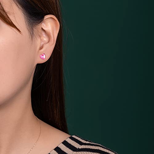 Plastic Earrings, KMEOSCH 2 Pairs Hypoallergenic Lightweight Small Simple Plastic Heart Earrings Studs for Sensitive Ears2