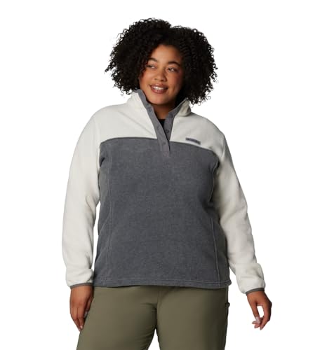 Image of Columbia Womens Benton Springs Half Snap II Pull Over Fleece Jacket, Dark Stone /Canoe /Vintage Blue, 3X
