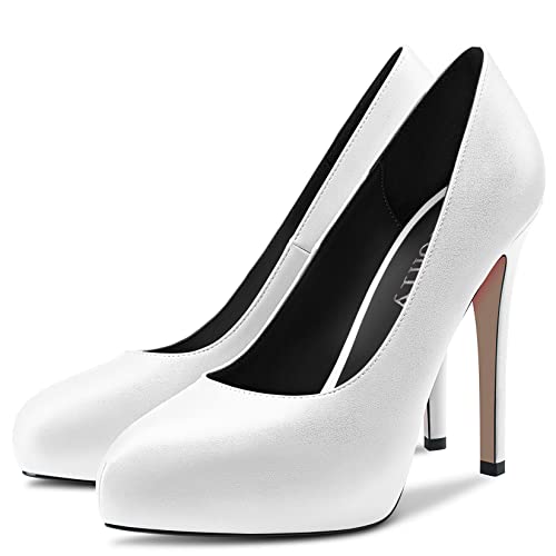 DearOnly Womens Slip On Platform Pumps High Stiletto Heel Closed Round Toe Matte Dress Shoes Bridal Wedding Shopping Vacation 5 Inch4