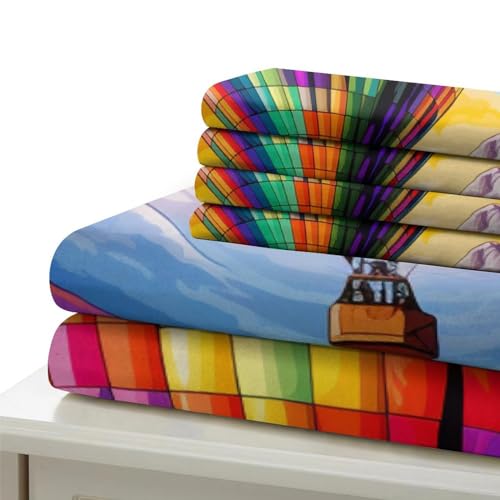 Housse de couette de qualité supérieure motif montgolfière zip 140x200cm