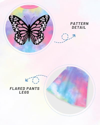 Image of CARETOO Girls Summer Outfit Poster Girl Matching Sister 2pcs Sets Printed t-Shirt + Flare Leg Pants For 3-10 Years